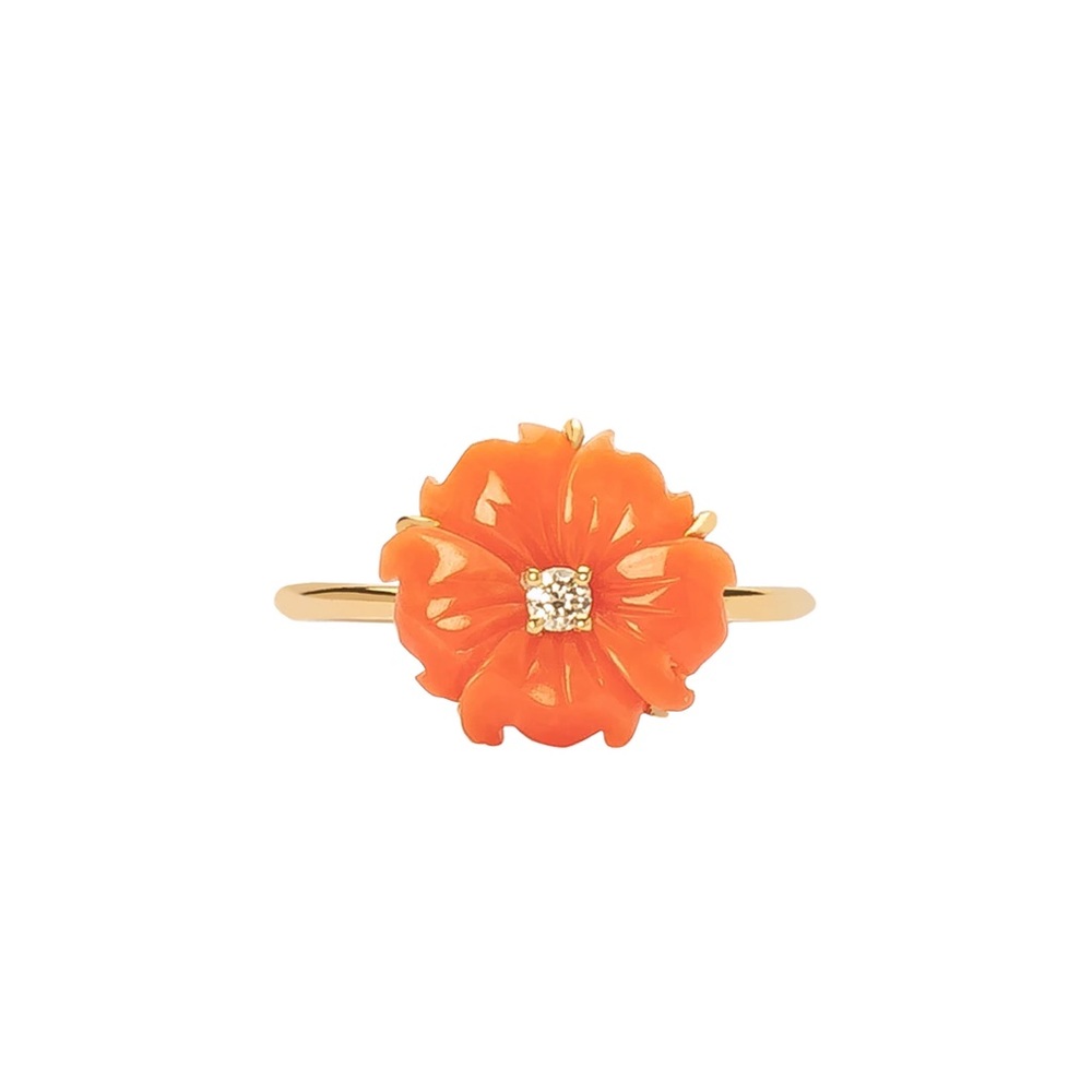 Yi Collection Unique Diamond Coral Ring Size 6.5 perfect condition
